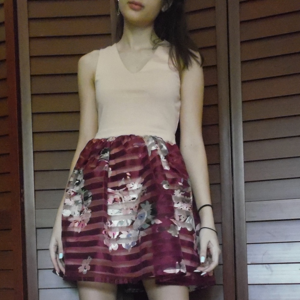 Pink Floral A-Line Mini Dress